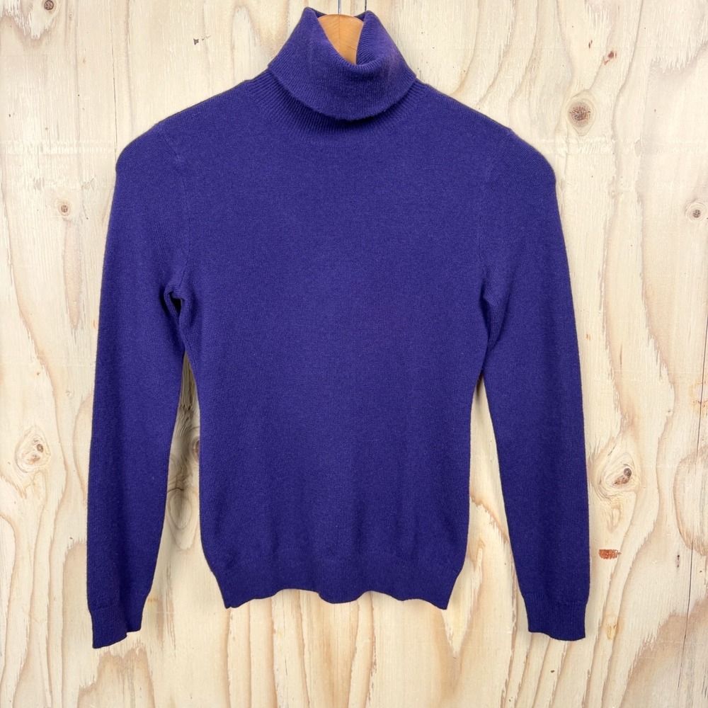 Ralph Lauren Black Label 100% Cashmere Turtleneck Sweater Women's XS Purple Lux